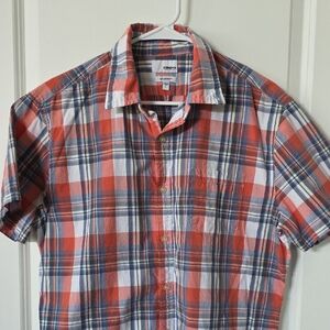 Sonoma Men's Orange and Blue Plaid Shirt